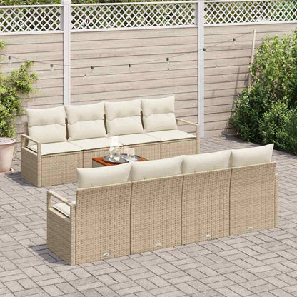 Garten-Sofa-Set mit Kissen 9 pcs Beige Poly Rattan