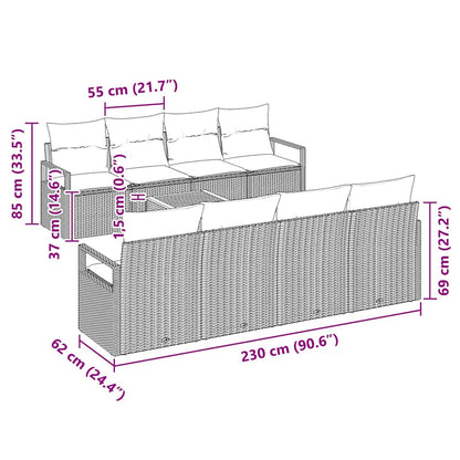 Garten-Sofa-Set mit Kissen 9 pcs Beige Poly Rattan
