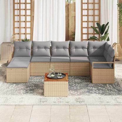 Garten-Sofa-Set mit Kissen 8 pcs Beige Poly Rattan