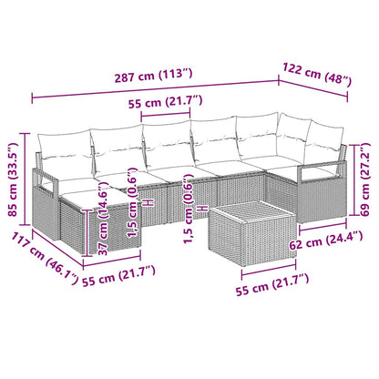 Garten-Sofa-Set mit Kissen 8 pcs Beige Poly Rattan