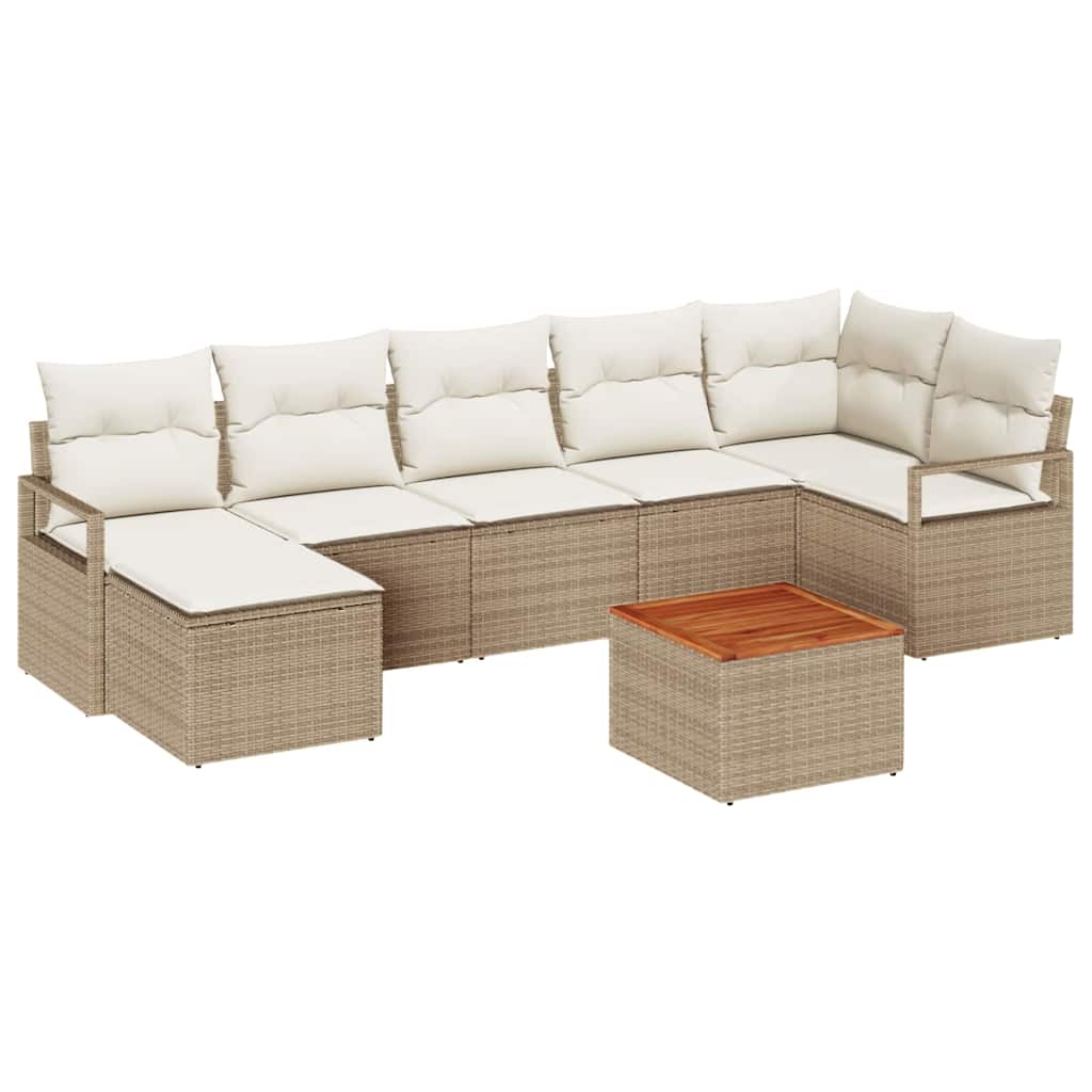 Garten-Sofa-Set mit Kissen 8 pcs Beige Poly Rattan