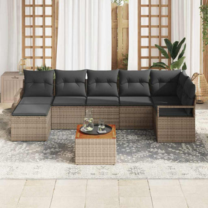 Garten-Sofa-Set mit Kissen 9 pcs Grau Poly Rattan