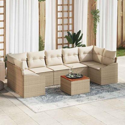 Garten-Sofa-Set mit Kissen 8 pcs Beige Poly Rattan