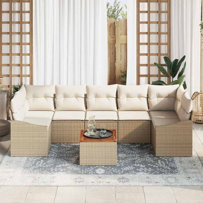 Garten-Sofa-Set mit Kissen 8 pcs Beige Poly Rattan