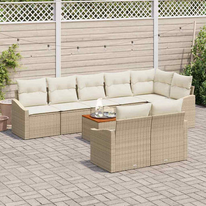 Garten-Sofa-Set mit Kissen 9 pcs Beige Poly Rattan