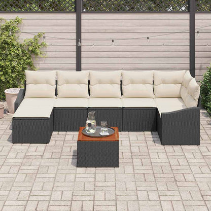 Garten-Sofa-Set mit Kissen 8 pcs Schwarz Poly Rattan