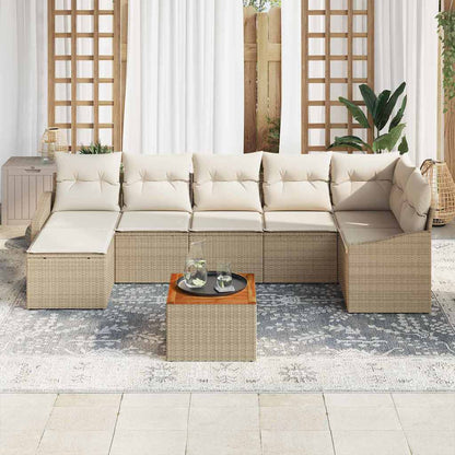 Garten-Sofa-Set mit Kissen 8 pcs Beige Poly Rattan
