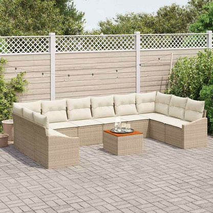 Garten-Sofa-Set mit Kissen 11 pcs Beige Poly Rattan