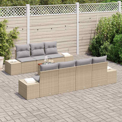 Garten-Sofa-Set mit Kissen 8 pcs Beige Poly Rattan