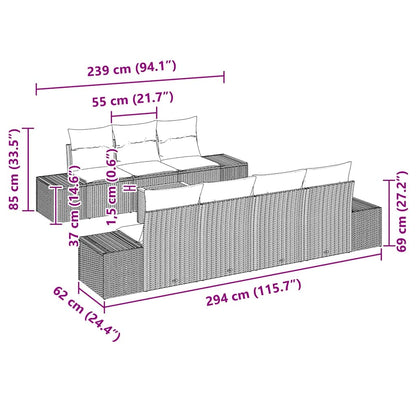 Garten-Sofa-Set mit Kissen 8 pcs Schwarz Poly Rattan