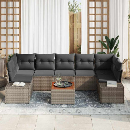 Garten-Sofa-Set mit Kissen 8 pcs Grau Poly Rattan