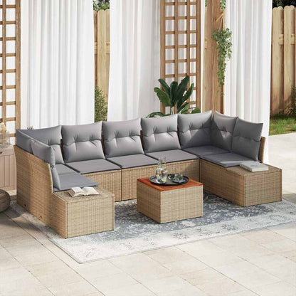 Garten-Sofa-Set mit Kissen 8 pcs Beige Poly Rattan