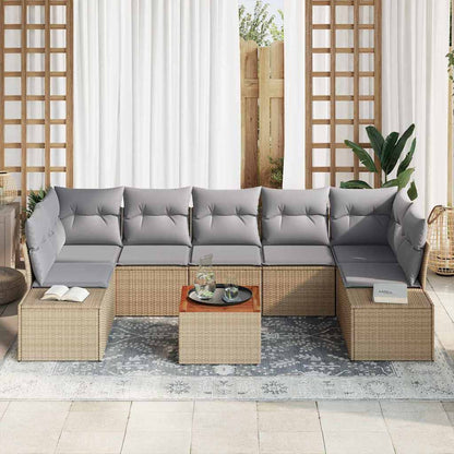Garten-Sofa-Set mit Kissen 8 pcs Beige Poly Rattan