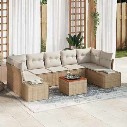 Garten-Sofa-Set mit Kissen 8 pcs Beige Poly Rattan
