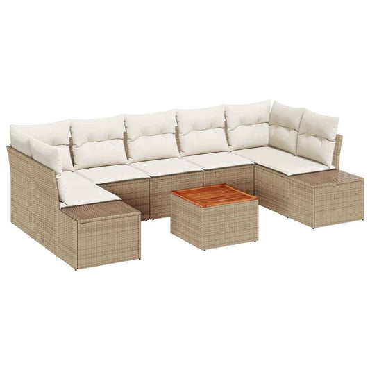 Garten-Sofa-Set mit Kissen 8 pcs Beige Poly Rattan