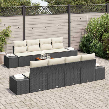Garten-Sofa-Set mit Kissen 9 pcs Schwarz Poly Rattan