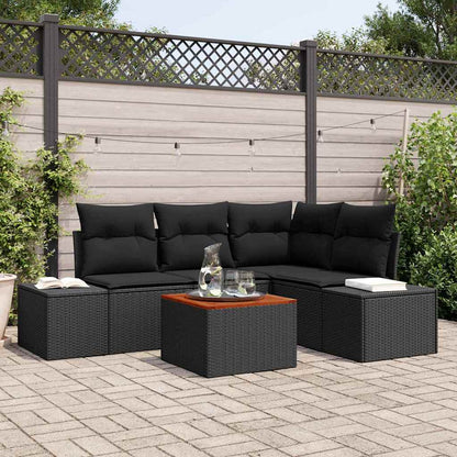 Garten-Sofa-Set mit Kissen 5 pcs Schwarz Poly Rattan