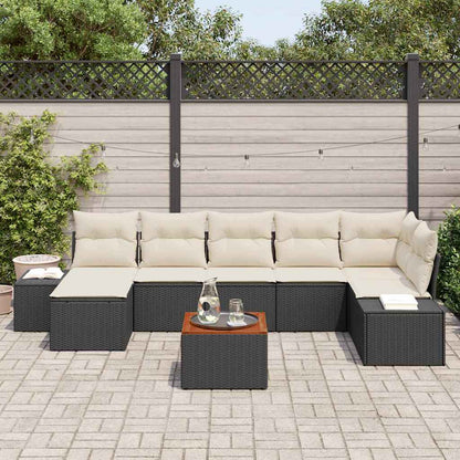 Garten-Sofa-Set mit Kissen 8 pcs Schwarz Poly Rattan