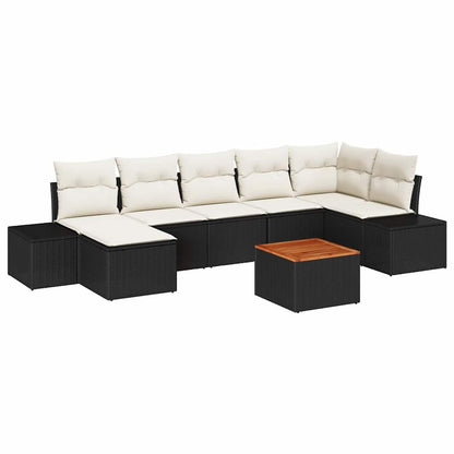 Garten-Sofa-Set mit Kissen 8 pcs Schwarz Poly Rattan