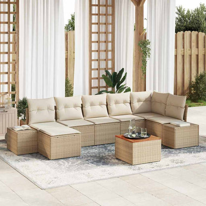 Garten-Sofa-Set mit Kissen 8 pcs Beige Poly Rattan
