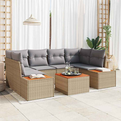 Garten-Sofa-Set mit Kissen 7 pcs Beige Poly Rattan