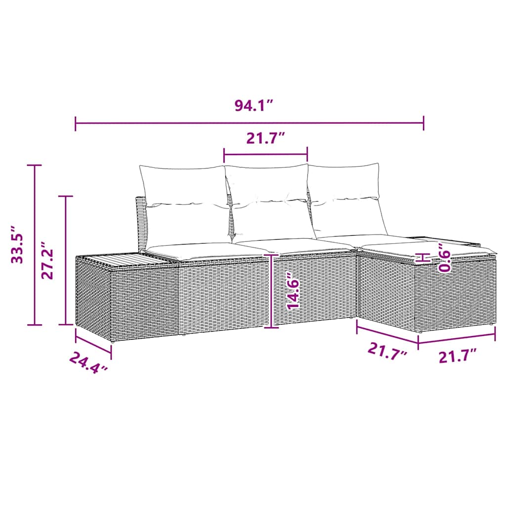 mit Kissen Verstellbar 4 pcs Schwarz
