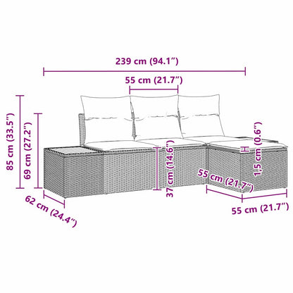 mit Kissen Verstellbar 4 pcs Beige