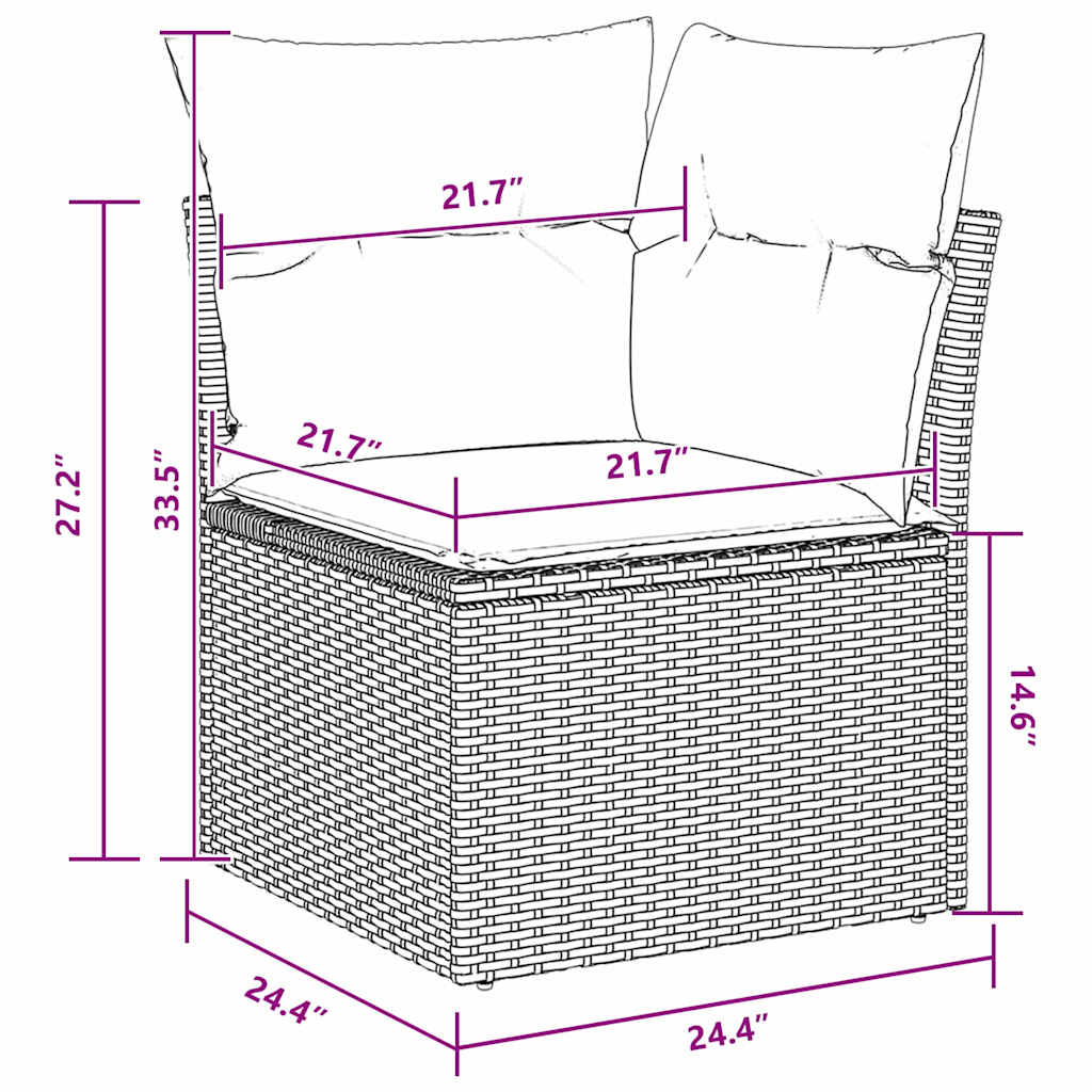 Garten-Sofa-Set mit Kissen 5 pcs Schwarz Poly-Rattan