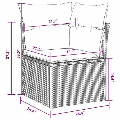 Garten-Sofa-Set mit Kissen 5 pcs Schwarz Poly-Rattan