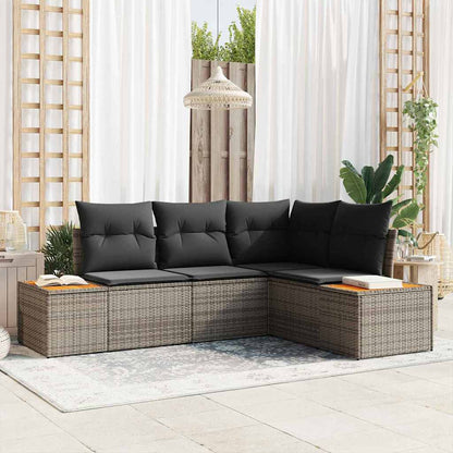 Garten-Sofa-Set mit Kissen 5 pcs Beige Poly-Rattan
