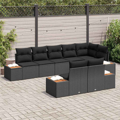 Garten-Sofa-Set mit Kissen 8 pcs Schwarz Poly-Rattan