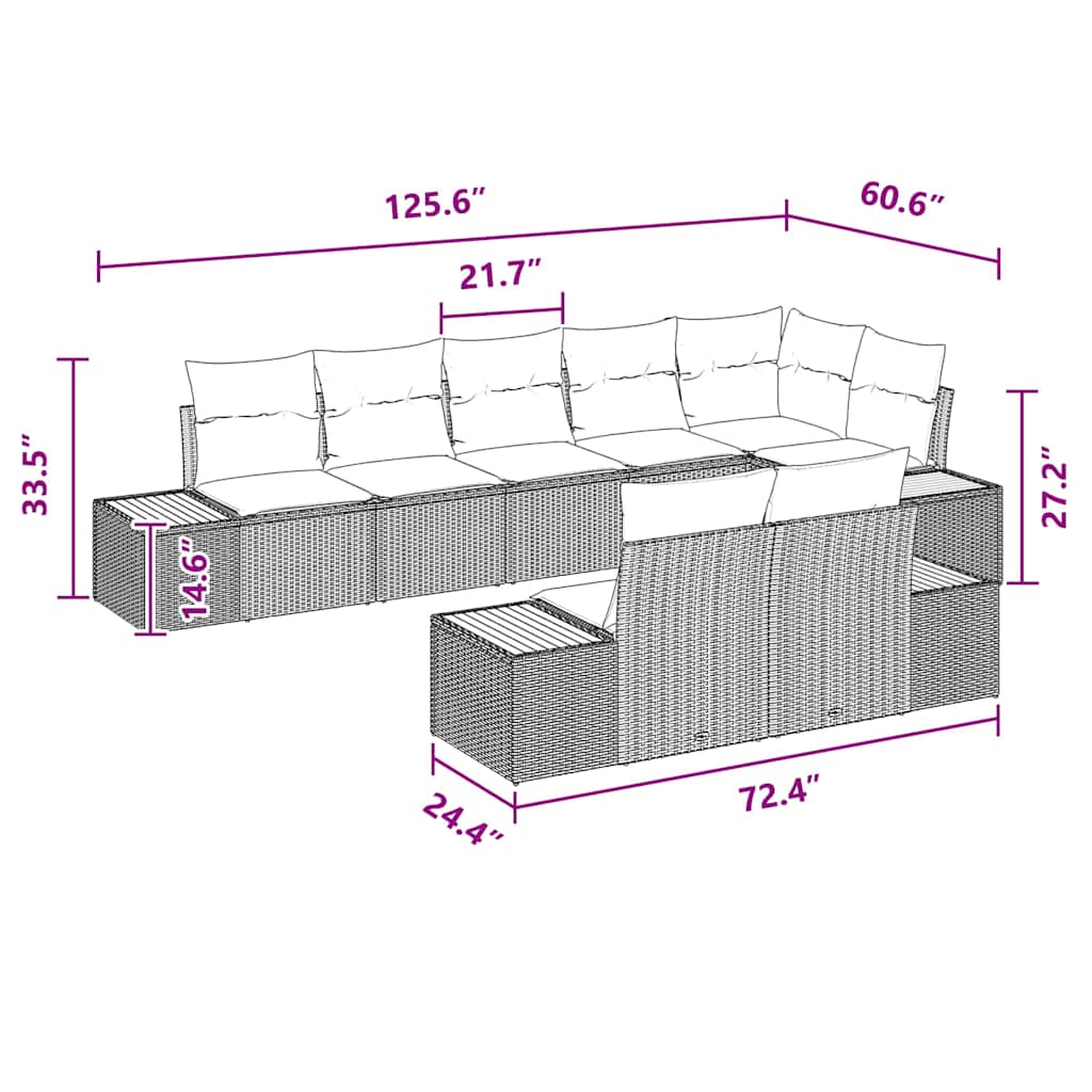 Garten-Sofa-Set mit Kissen 8 pcs Schwarz Poly-Rattan