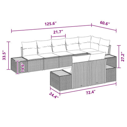 Garten-Sofa-Set mit Kissen 8 pcs Schwarz Poly-Rattan
