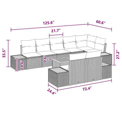 Garten-Sofa-Set mit Kissen 9 pcs Schwarz Poly-Rattan