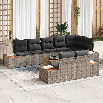 Garten-Sofa-Set mit Kissen 9 pcs Grau Poly-Rattan