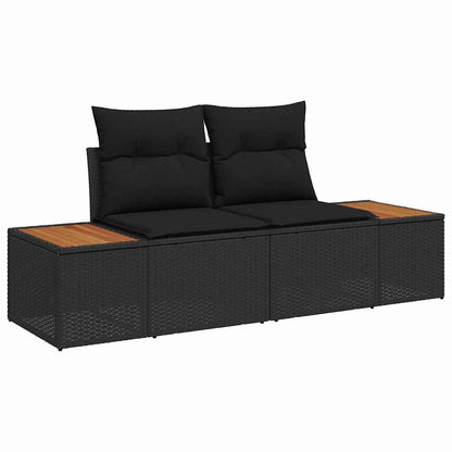 Garten-Sofa-Set mit Kissen 7 pcs Schwarz Poly-Rattan