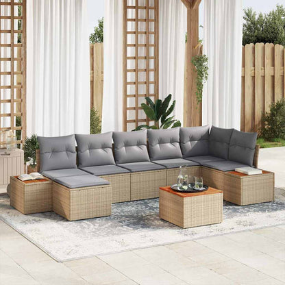 Garten-Sofa-Set mit Kissen 8 pcs Beige Poly-Rattan