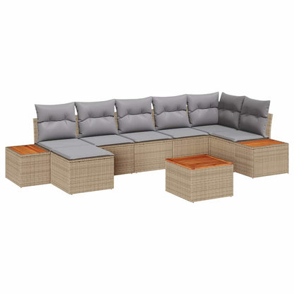 Garten-Sofa-Set mit Kissen 8 pcs Beige Poly-Rattan