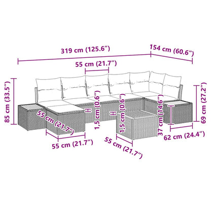 Garten-Sofa-Set mit Kissen 8 pcs Beige Poly Rattan