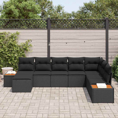 Garten-Sofa-Set mit Kissen 8 pcs Schwarz Poly-Rattan
