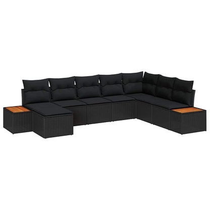 Garten-Sofa-Set mit Kissen 8 pcs Schwarz Poly-Rattan
