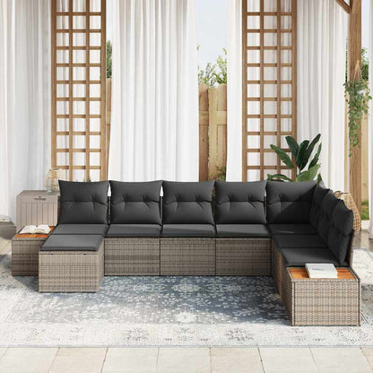 Garten-Sofa-Set mit Kissen 8 pcs Grau Poly-Rattan