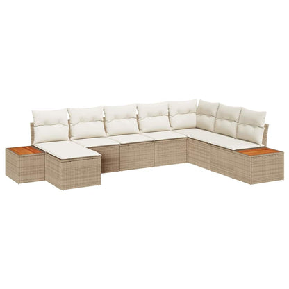 Gartensofa-set mit Kissen 8 pcs Beige Poly Rattan
