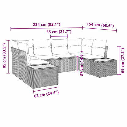 Garten-Sofa-Set mit Kissen 6 pcs Schwarz Poly-Rattan