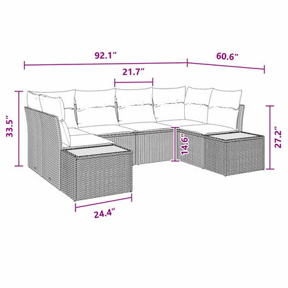 Garten-Sofa-Set mit Kissen 6 pcs Schwarz Poly-Rattan