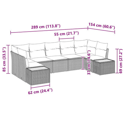 Garten-Sofa-Set mit Kissen 7 pcs Beige Poly Rattan