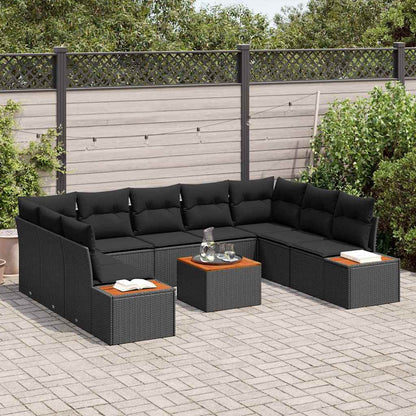 Garten-Sofa-Set mit Kissen 10 pcs Schwarz Poly-Rattan