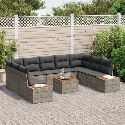 Garten-Sofa-Set mit Kissen 10 pcs Grau Poly-Rattan
