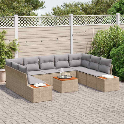 Garten-Sofa-Set mit Kissen 10 pcs Beige Poly Rattan