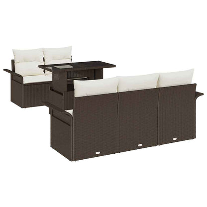 Garten-Sofa-Set mit Kissen 6 pcs Braun Poly Rattan